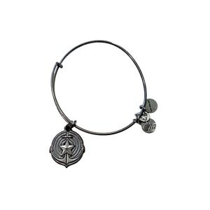 Alex and Ani Anchor Nautical Charm Bangle Bracelet‎ Silver Tone Adjustable